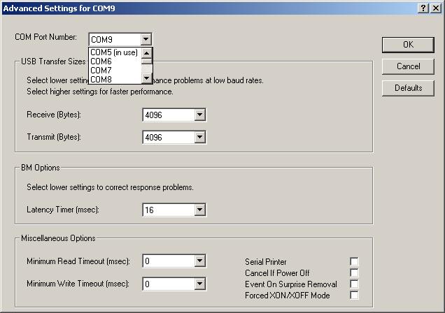 port settings advanced